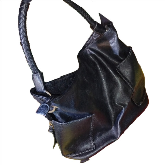 Black Shoulder Bag with Glossy Finish - Picture 1 of 8